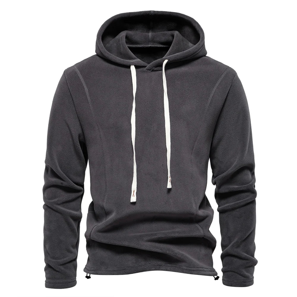 AIOPESON Mens Winter Solid Fleece Hoody High Quality Warm Casual Drawstring Hat Sweatshirt Soft Shell Hoodies for Men