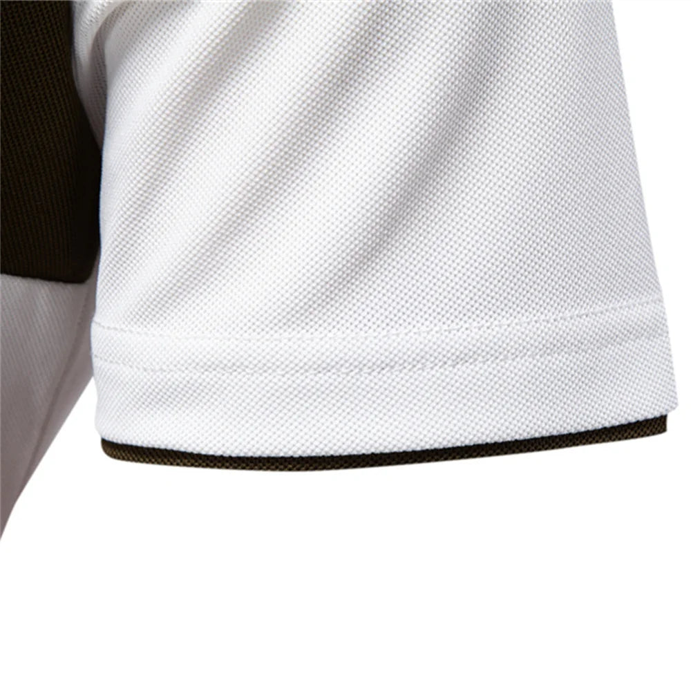 AIOPESON Men's Summer V-Neck Striped Polo Shirt Breathable Slim Fit Polo Shirts for Men Lightweight Casual Athletic Polo