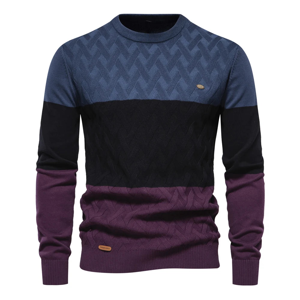 2023 New Autumn and Winter Patchwork Sweaters for Men High Quality Cotton Warm Pullover Casual Social Men Sweater