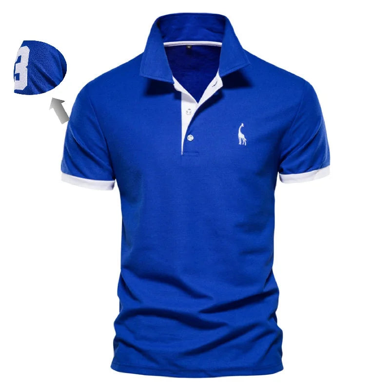 AIOPESON Cotton Men's Polos Giraffe Embroidery Short Sleeve Polo Shirts for Men High Quality Brand Design Polos Men Clothing