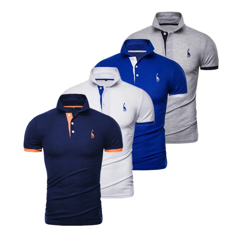 AIOPESON 4 Pcs Embroidery Polo Shirt Men Casual Business Social Short Sleeve Mens Shirts New Summer Quality Slim Fit Polos Men