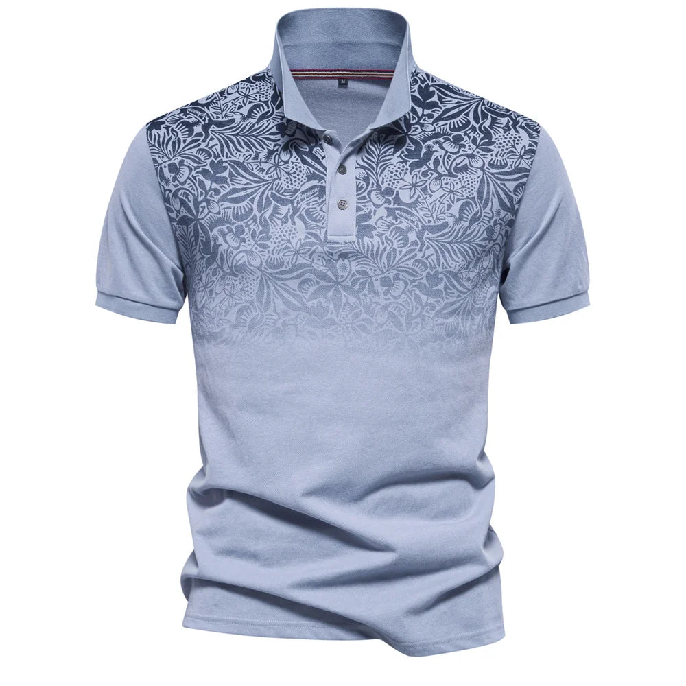 AIOPESON Men's Short Sleeve Polo Shirt, Gradient Printed, Cotton Blend, Summer Fashion, New Design