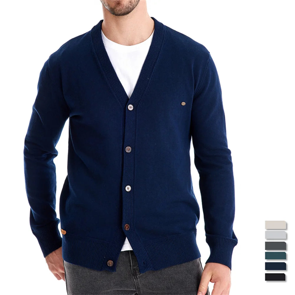 AIOPESON 2024 New Autumn Cotton Cardigan Sweater Men Casual Single Breasted Solid Color High Quality Cotton Sweater Men