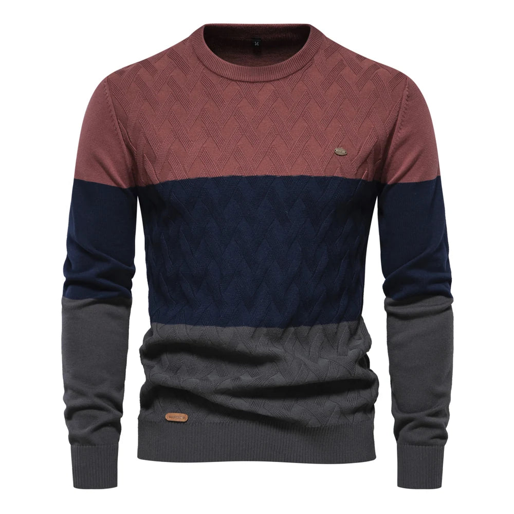 2023 New Autumn and Winter Patchwork Sweaters for Men High Quality Cotton Warm Pullover Casual Social Men Sweater