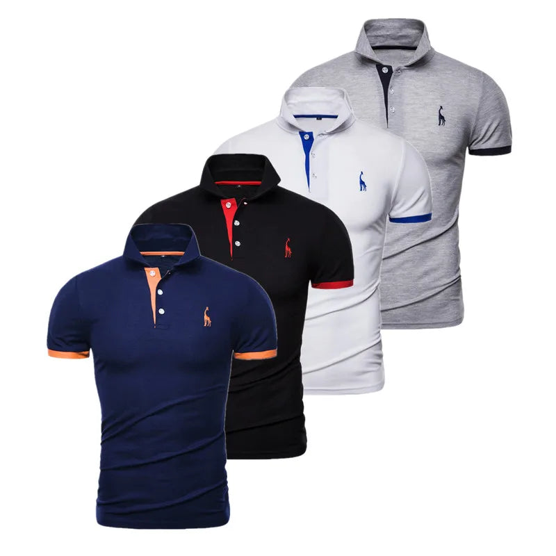 AIOPESON 4 Pcs Embroidery Polo Shirt Men Casual Business Social Short Sleeve Mens Shirts New Summer Quality Slim Fit Polos Men