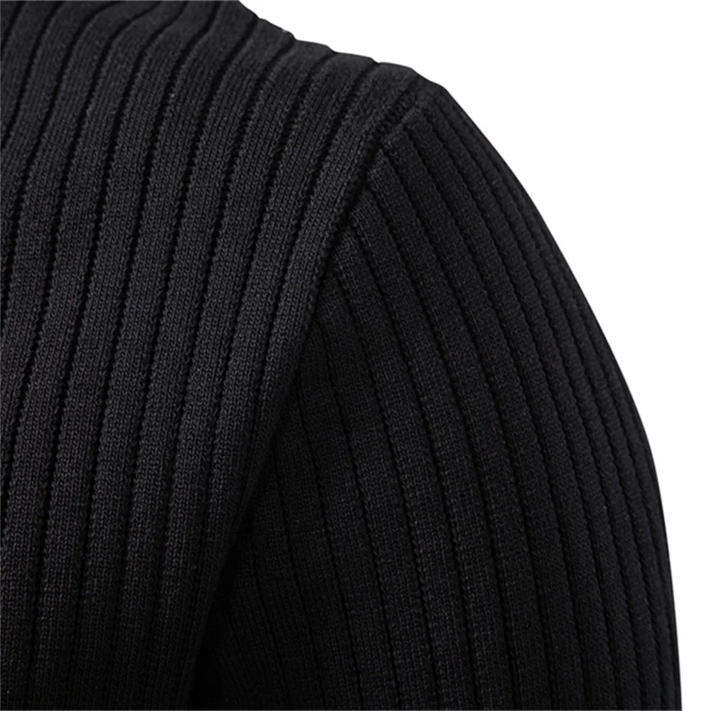 AIOPESON Men's Long Sleeve T-shirt Fall Winter Fashion Knit Slim Fit Polo Sweater Riibed Henry Collar Sweatershirt for Man