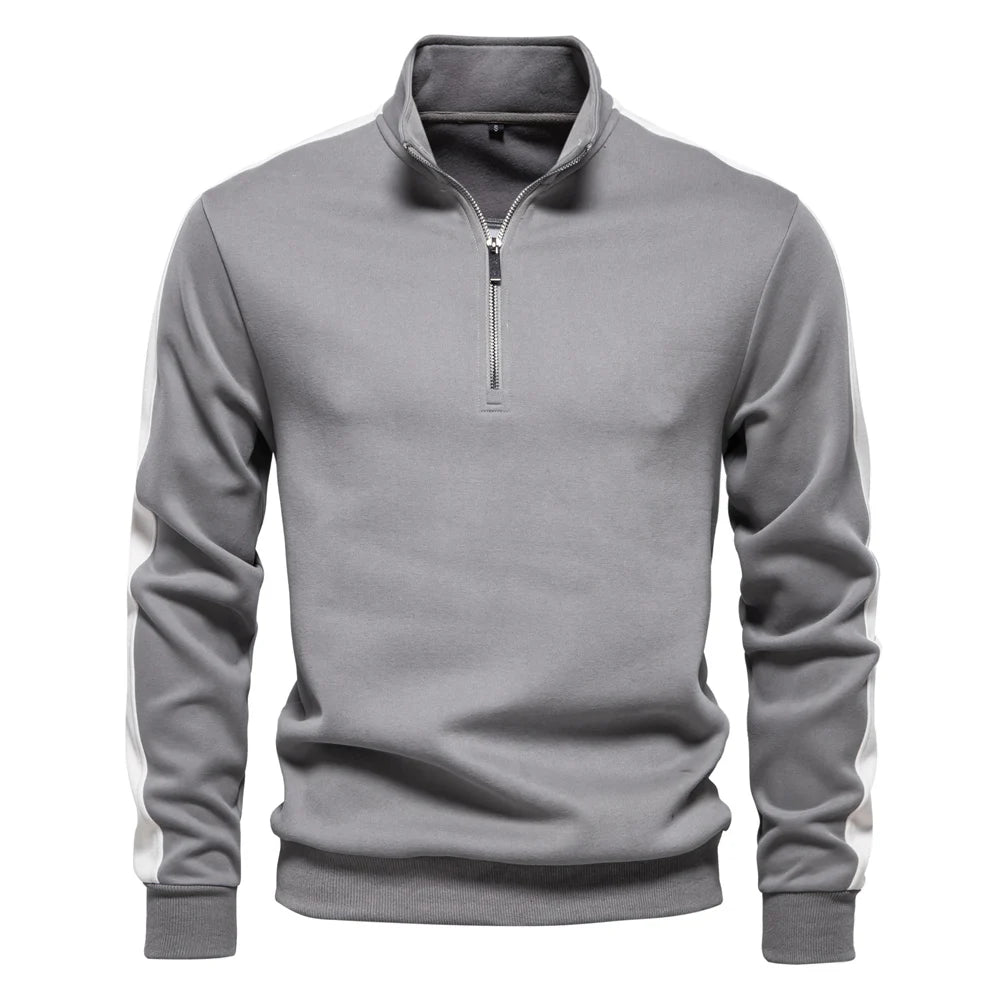 AIOPESON Mens Patchwork Quarter Zip Cotton-blend Sweatshirts Lightweight Casual Sport Pullover Sweatshirt for Men