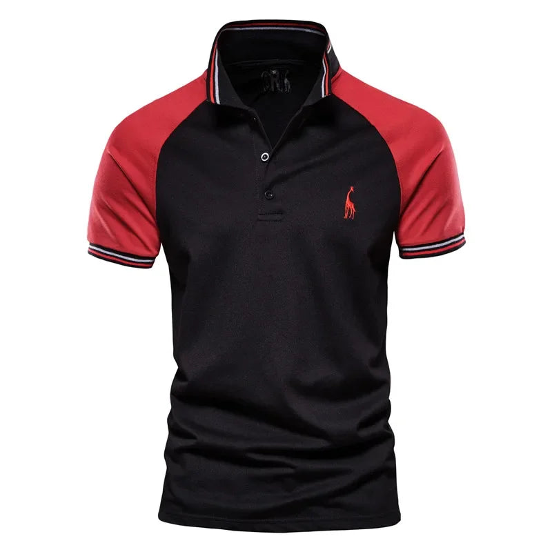 AIOPESON Cotton Men's Polos Giraffe Embroidery Short Sleeve Polo Shirts for Men High Quality Brand Design Polos Men Clothing