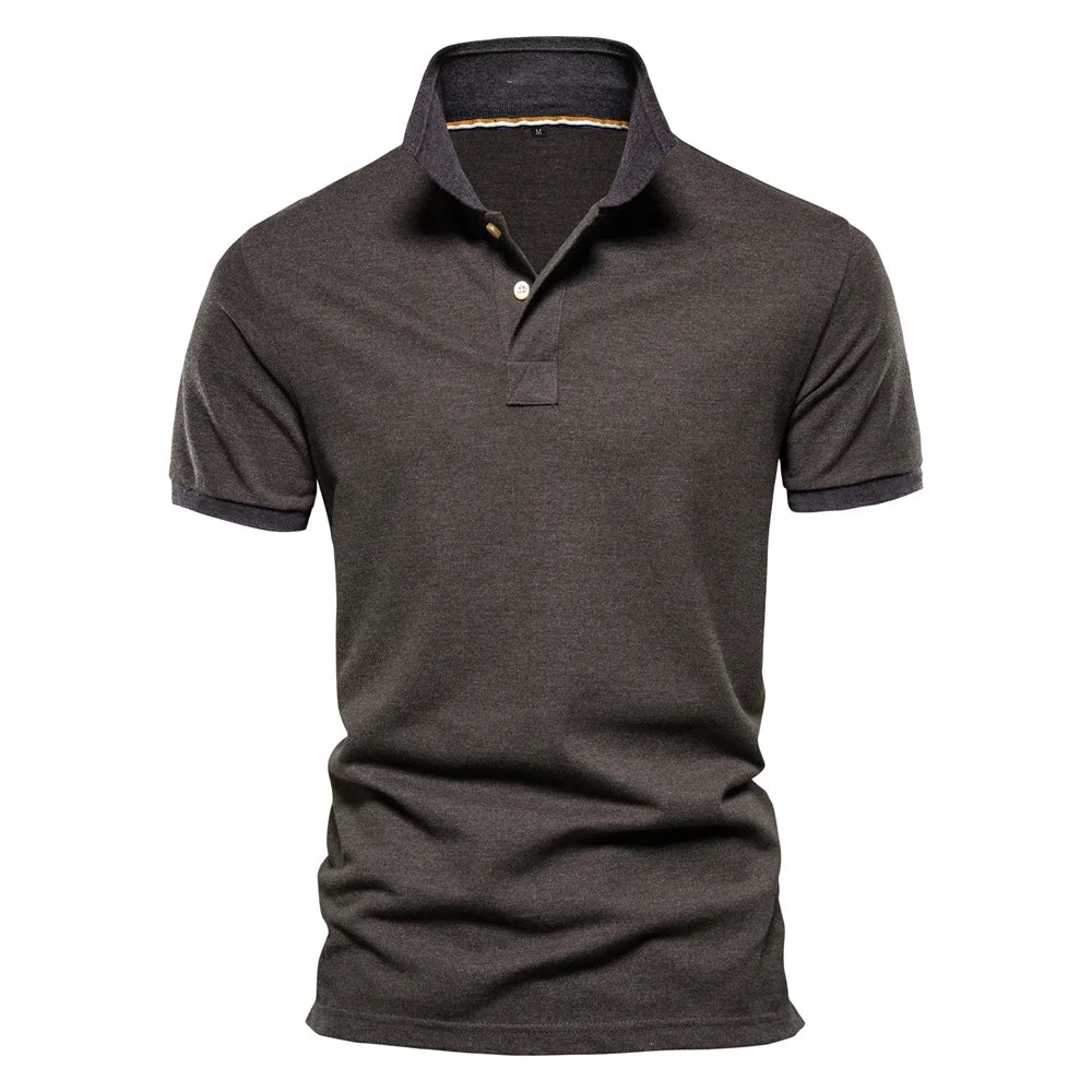 AIOPESON New Cotton Men's Polos Solid Color Classic Polo Shirt Men Short Sleeve Top Quality Casual Business Social Polo Men