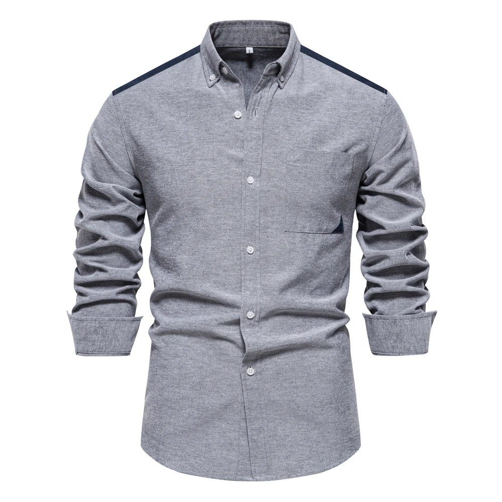 AIOPESON 2023 New Autumn Cotton Men's Oxford Shirt Long Sleeve Button Down Social Business Casual Shirts for Men