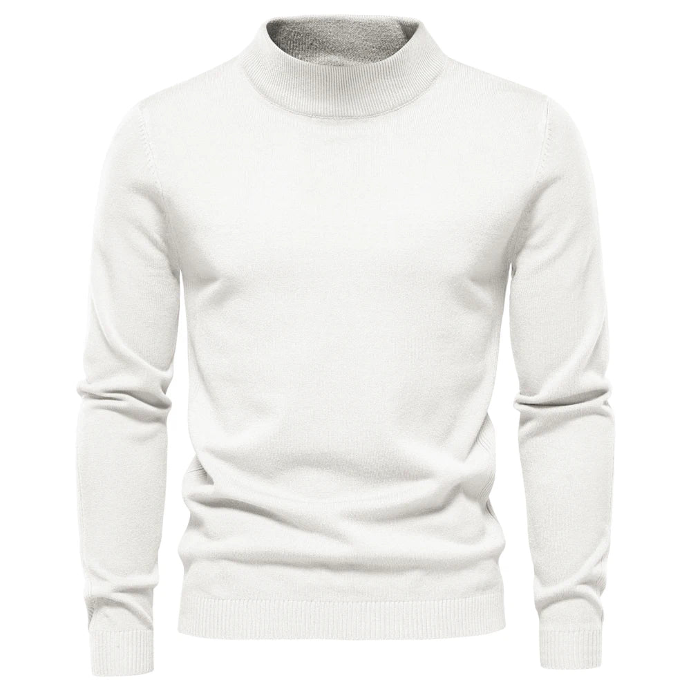 AIOPESON Soft Mid Neck Pullover Men Casual Solid Color Winter Warm Men's Sweater High Quality Pullover Sweater For Men