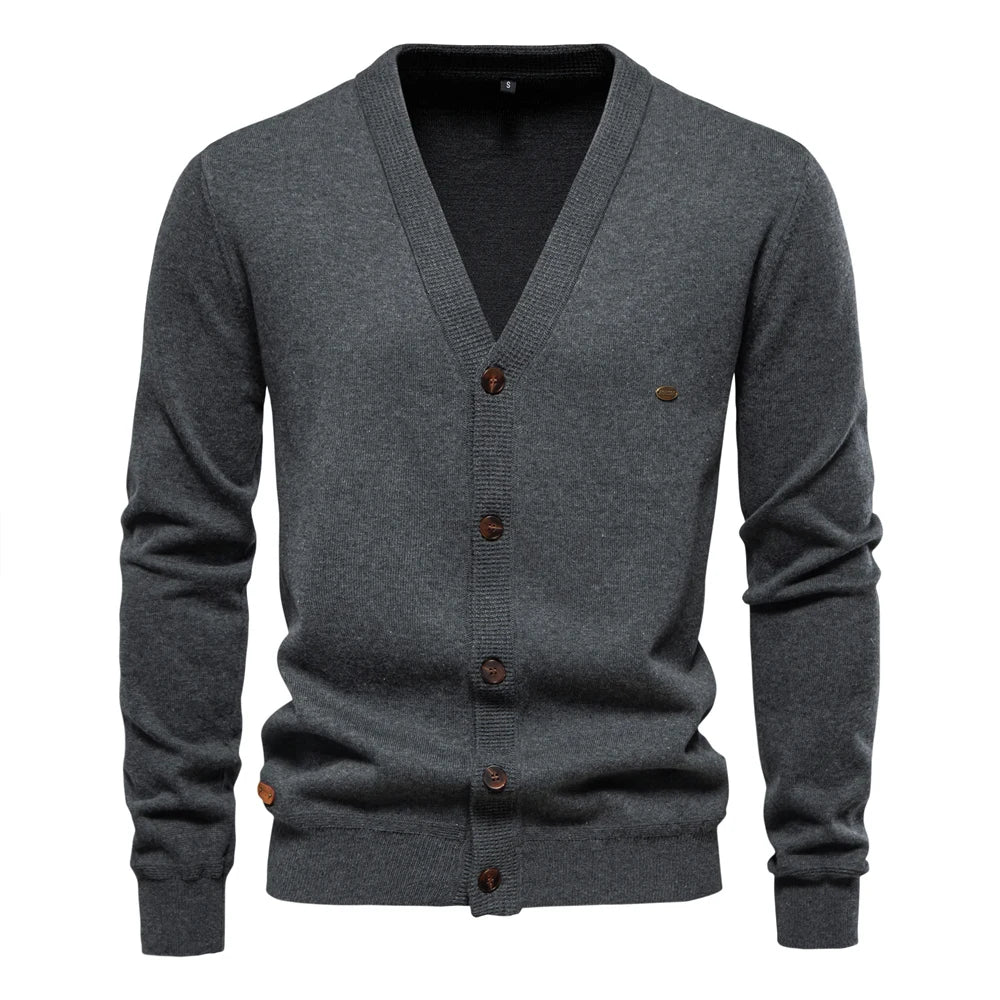 AIOPESON 2024 New Autumn Cotton Cardigan Sweater Men Casual Single Breasted Solid Color High Quality Cotton Sweater Men